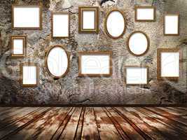 picture frames on a stone grange background