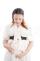 Pregnant woman feeling pain in her back