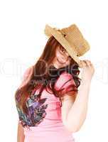 Girl with straw hat.