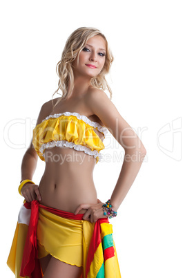 Pretty dancer in mexican costume