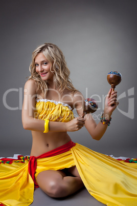 Happy  dancer in mexican costume
