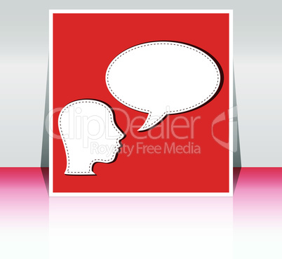 vector talking head with speech bubble - flyer or cover