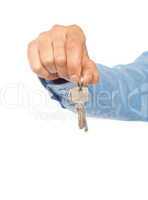 Man holding keys. Shallow DOF