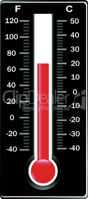 Thermometer. Vector. Celsius and Fahrenheit. Isolaetd on white