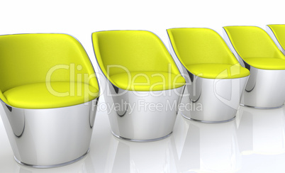 Clubchairs in a row - silver yellow
