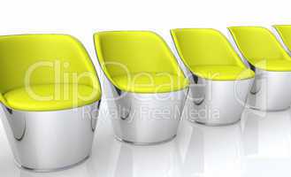 Clubchairs in a row - silver yellow