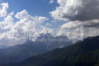 Summer mountains in clouds