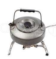 Camping gas stove and teapot