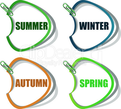 Set of stickers for seasonal collection - spring, summer, autumn, winter