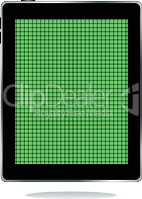 Illustrated computer tablet pc with green abstract screen