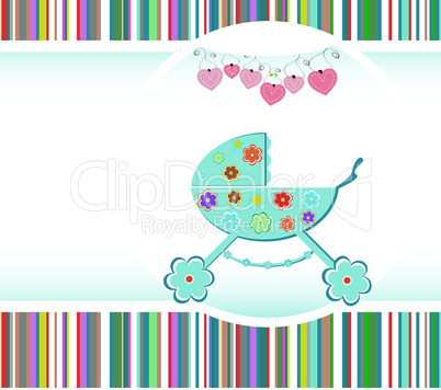 Baby boy arrival announcement card. vector illustration
