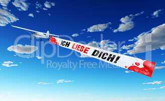 Flugzeug mit Banner - Ich liebe Dich