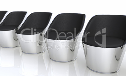 Clubchairs in a row - black silver