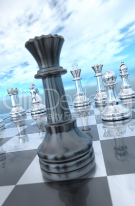 Schach Konzept - Dame gegen König