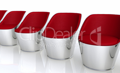 Clubchairs in a row - silver red
