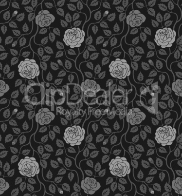 Seamless background with flowers and leaves