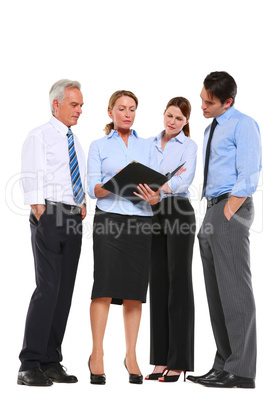 businessmen and businesswomen with a work plan