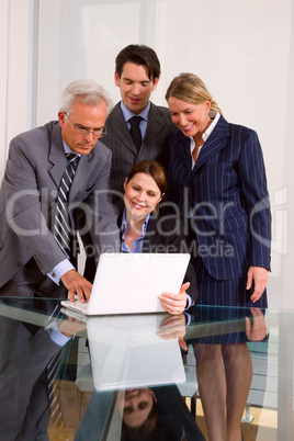 businessmen and businesswomen during a meeting