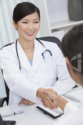 Chinese Female Woman Hospital Doctor Shaking Hands