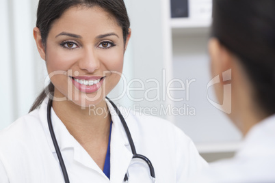 Hispanic Female Woman Hospital Doctor in Meeting