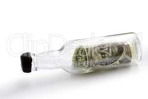 Banknote inside bottle