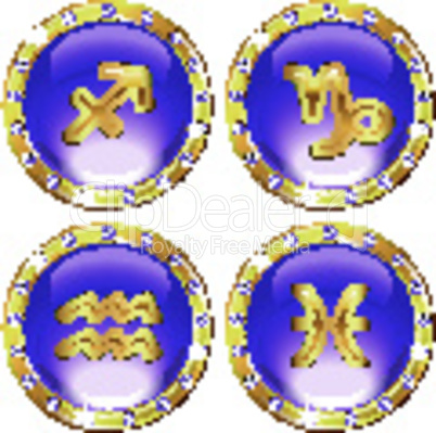Set of the Golden Zodiac Signs