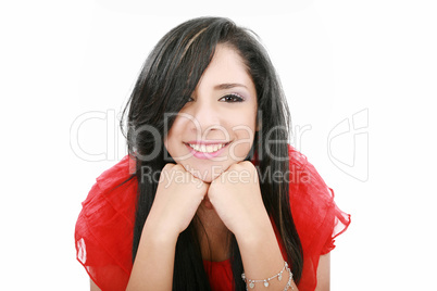 Closeup portrait of an adorable happy woman