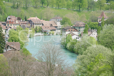 Stunning view of a beautiful town around the lake during the sum