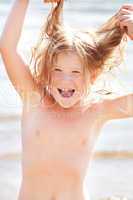 portrait of a beautiful little girl outdoor