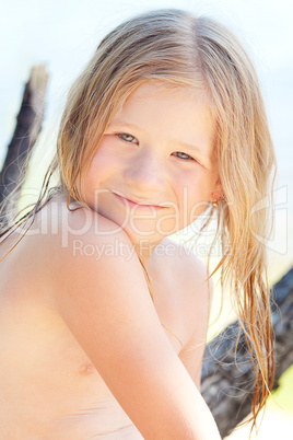 portrait of a beautiful little girl outdoor