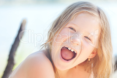 portrait of a beautiful little girl outdoor