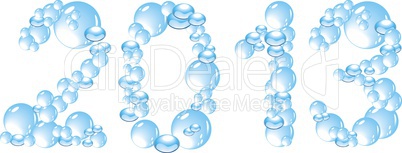 water bubbles letters 2013 isolated on white