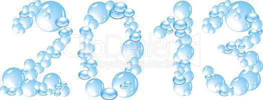 water bubbles letters 2013 isolated on white