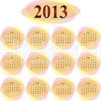 calendar 2013 in orange transparent ovals