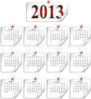 calendar 2013 on small white paper