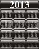 calendar 2013 on black glossy, buttons