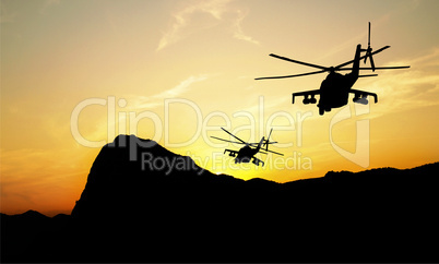 Helicopter silhouettes