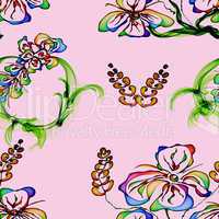 Floral Stylish Wallpaper, Seamless Pattern