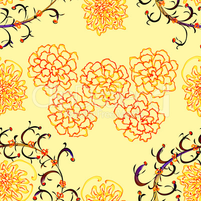 Floral Stylish Wallpaper, Seamless Pattern