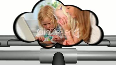 Animation Familie mit Laptop