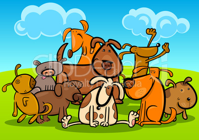 Cartoon Group of Cute Dogs