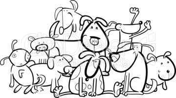 Cartoon Group of Dogs for Coloring
