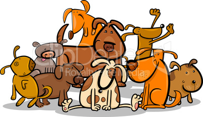 Cartoon Group of Cute Dogs