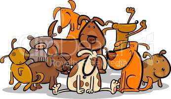 Cartoon Group of Cute Dogs