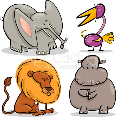 cute cartoon african animals set