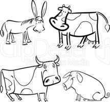 farm animals set for coloring