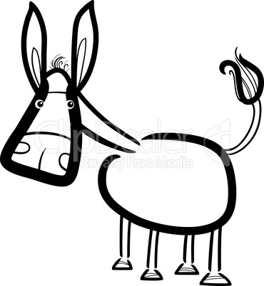 cartoon cute donkey for coloring book