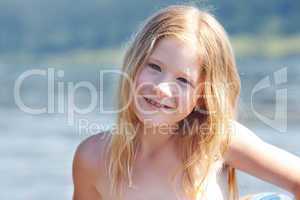 portrait of a beautiful little girl outdoor