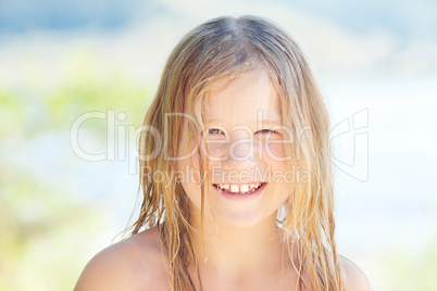 portrait of a beautiful little girl outdoor