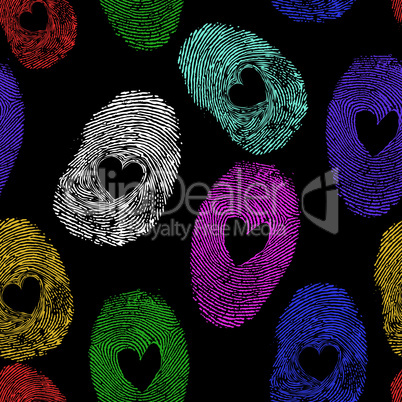 Seamless vector thumb print heart